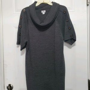 Worthington Cowl Neck Short Sleeved Gray Sweater